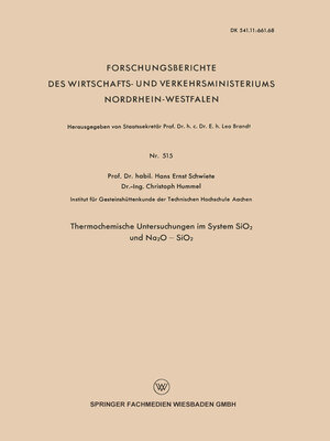 cover image of Thermochemische Untersuchungen im System SiO2 und Na2O — SiO2